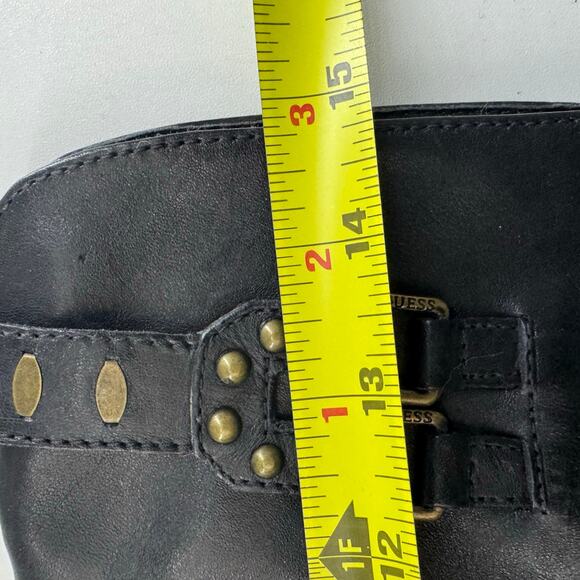 Vintage Y2K Guess Coryann Black Leather Slouch Boot Buckle Studded Size 8.5 - Picture 7 of 12